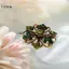 LUImo Thời Trang Đơn Giản Kim Loại Pha Lê Xanh Cây Hoa Thổ Cẩm Cho Nữ Quần Áo Áo Khoác Dự Tiệc Phụ Kiện Quà Tặng SBS