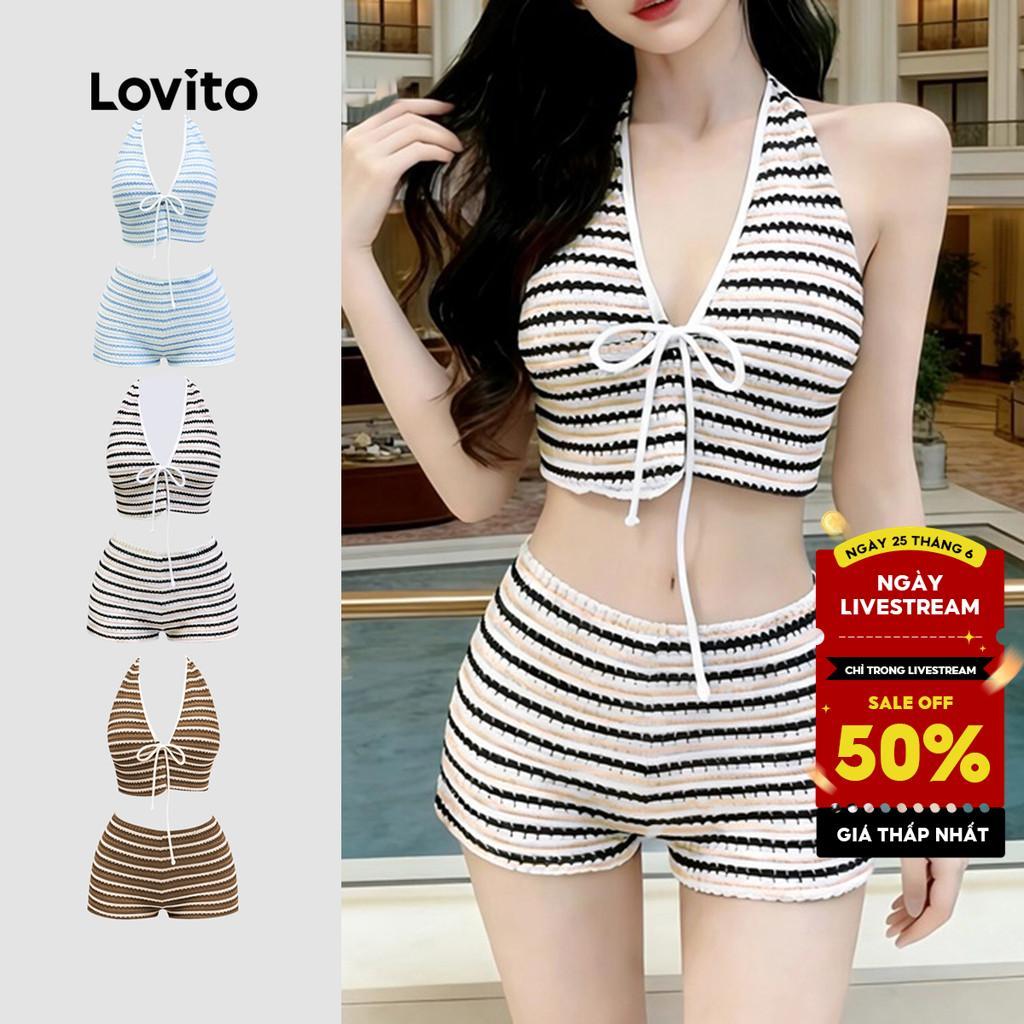 Set bikini 2 món nữ Lovito Boho mơ xuân hè phong cách LNE141X017