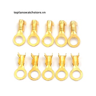 100 Đầu nối dây điện hình tròn 5.2mm bằng đồng thau màu vàng kim