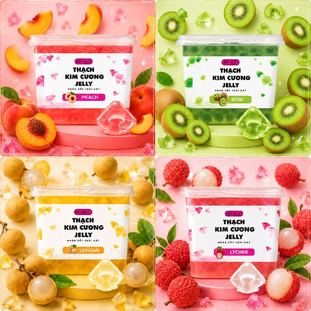 Thạch Mr Jelly kim cương nhân xốt trái cây hũ 2.3kg (Đủ vị)