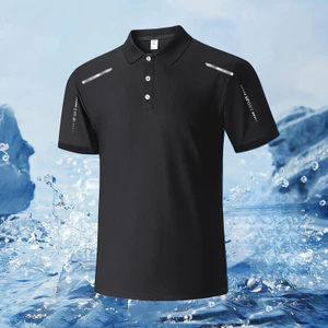 Áo polo ngắn tay cổ rẽ nam thoáng khí Ice Silk Co giãn Áo thun thông thường đa năng