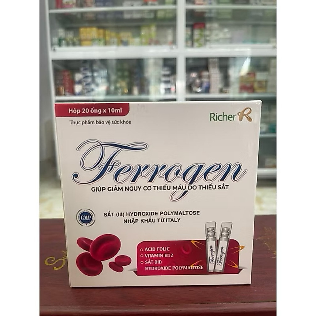 SIRO Bổ Máu - Sắt FERROGEN giúp bổ sung Sắt và Acid Folic Hộp 20 ống x ...