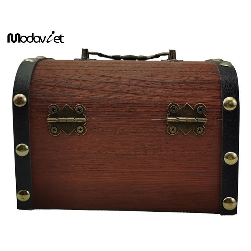 [modavietnamshop] 1 Bộ Hộp Bảo Quản Kho Báu Vintage Kho Báu Bằng Gỗ Có Lo Heo Đất Tổ Chức Hộp Tiết Kiệm Để Trang Trí Nhà Cửa Đẹp