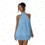 PYCOU Halter Neck Tie Dress, Halter Tie Backless Mini Dress, Y2K Vải Voan Không Tay Màu Trơn Mùa Hè Ruffle Dress Mặc Kỳ Nghỉ