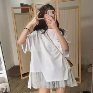Áo thun ngắn tay cỡ lớn 150kg mùa hè Gạc khâu dáng rộng Top Fat mm Bao da thịt Hợp thời trang Hàng ngày Đóng chai thoáng khí phù hợp