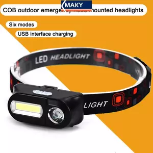 MAKY Đa Năng Cổng Usb Sạc Đèn Pha Cob Ngoài Trời Khẩn Cấp Đầu Đèn Pin 18650 Pin Câu Cá VN