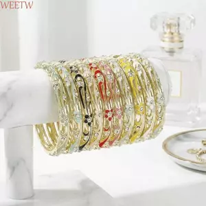 WEETW Hoa Pha Lê Lắc Tay, Men Truyền Thống Vintage Cloisonne Lắc Tay, Lắc Tay Trên Tay Cổ Điển Mở Vòng Tay Nữ Trang Sức