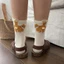 Tất Cotton BORAGETE, Tất Ống Giữa Trứng Mèo Ba Chiều, Thoải Mái Mềm Mại Hoạt Hình Hút Mồ Hôi Cặp Đôi Tất Mặc Thường Ngày