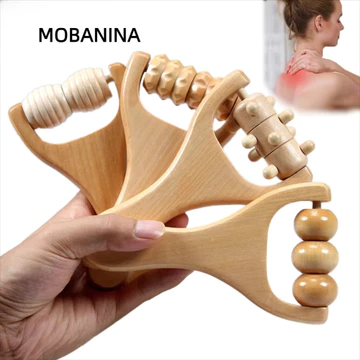 MOBANINA Con lăn massage bằng gỗ, Dụng cụ massage Máy mát xa con lăn cổ di động, Quà tặng Kinh tuyến Con lăn điểm kích hoạt bằng gỗ đa chức năng