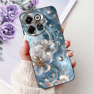 Dành Cho Tecno Spark 30 5G KL8 Ốp Lưng Hoa Thời Trang Bướm Đá Cẩm Thạch Silicon Màu Đen Mềm Mại Cho Tecno Pova 6 Neo 5G Vỏ