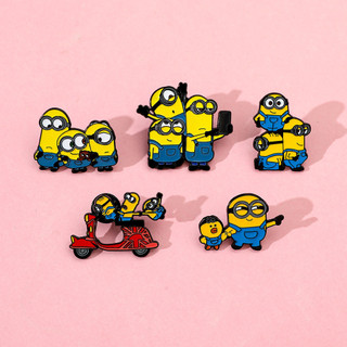 5 Cái / bộ Hoạt Hình Dễ Thương Sáng Tạo Và Cá Tính Minion Kim Loại Huy Hiệu Hợp Kim Dầu Nhỏ Giọt Thổ Cẩm Phụ Kiện Giáng Sinh