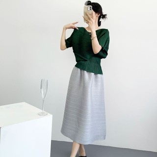 Miyake Blouse Layered Design Cho Mùa Hè, Phong Cách Mới, Màu Nóng