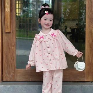 [8-26kg] Set Đồ Bộ Dài Đũi Hàn Xinh Cho Bé Gái Ở Nhà, Đi Học, Đi Chơi,.... Bộ Dài Mẫu 2