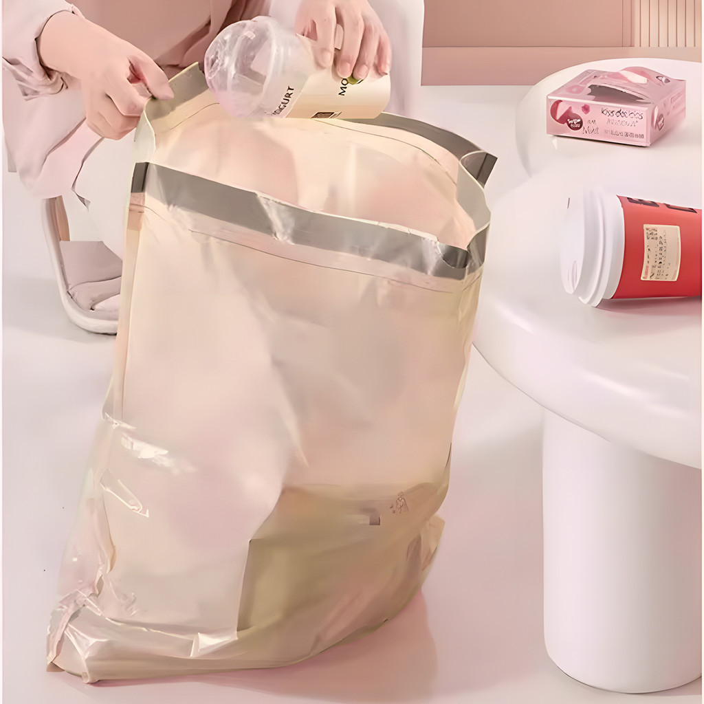 [H & L] Túi đựng rác dây rút màu hồng hạng nặng - Chất liệu PE gia cố 0,8mm, Kích thước lớn để sử dụng trong gia đình, 50 / 100 / 200 CÁI mỗi cuộn, Chống rách