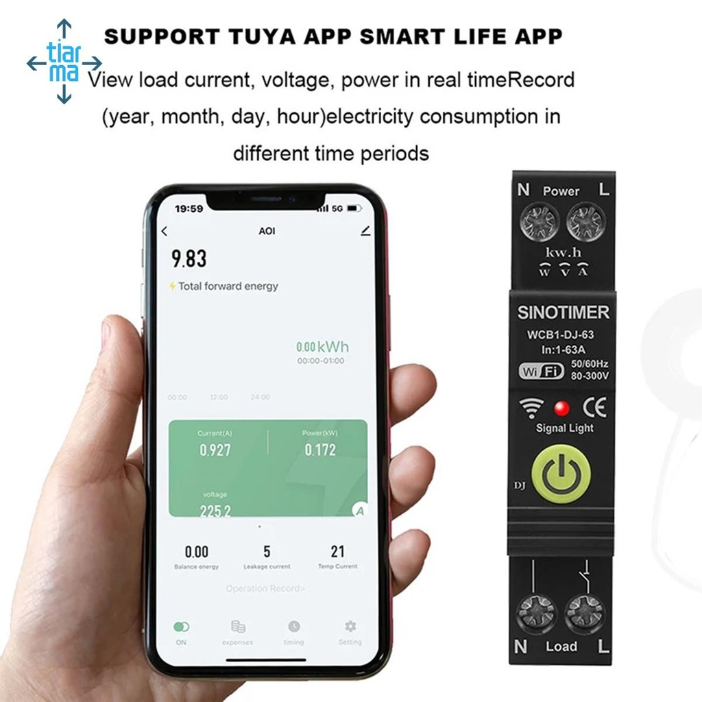 WIFI Bảo vệ quá áp và thiếu điện áp Đồng hồ đo năng lượng hai chiều quang điện KWH Công tắc thời gian đo