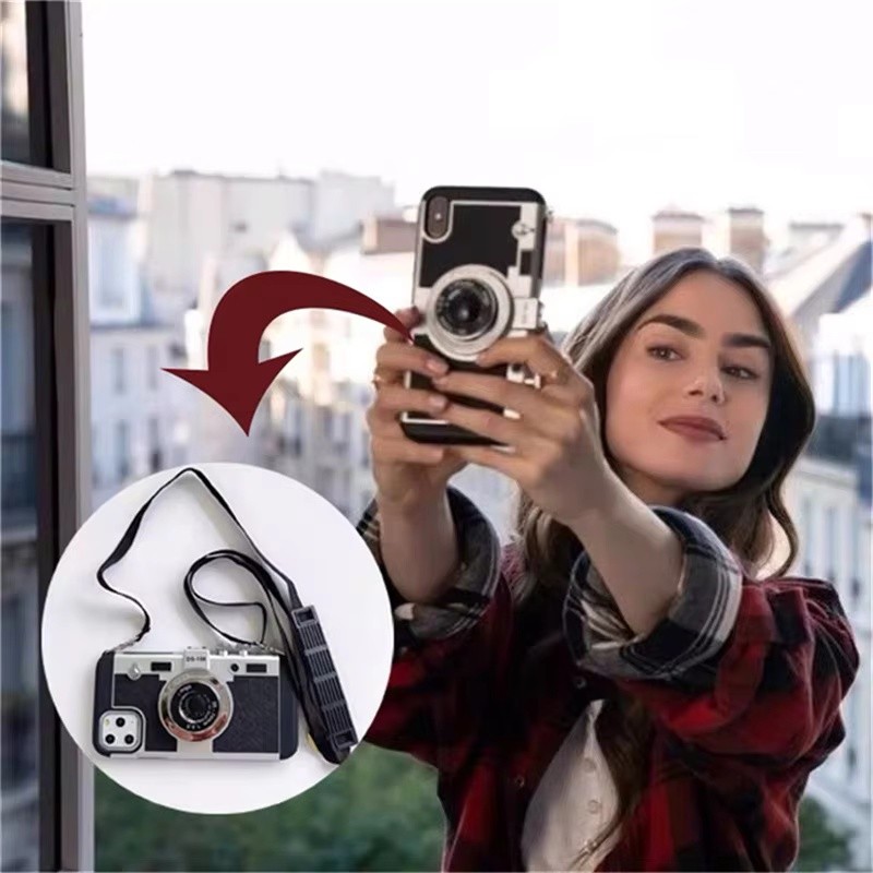 Ốp Lưng Camera 3D Retro Cho iPhone 17 16 15 14 13 12 11 Pro Max Plus Ốp Điện Thoại Emily Ở Paris Vỏ Cứng Chống Sốc 2 Trong 1 Bảo Vệ