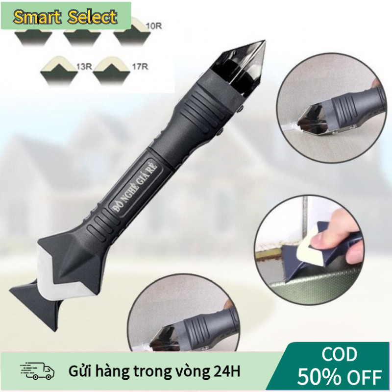 Bộ Dụng Cụ Miết Keo Silicon Kèm 5 Đầu Miết, Chà Ron Gạch, Cạo Cắt Keo 3 Trong 1, Chất Liệu Cao Cấp, DIY Tại Nhà, Giá Rẻ