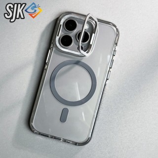 Mới 17 Series Màu Cam Từ Tính Vô Hình Ống Kính Đứng Ốp Lưng Điện Thoại IPhone 17 Pro Max 16 15 14 13 12 Pro Max Plus Trong Suốt Chống Sốc Ốp Lưng Bảo Vệ Trong Suốt