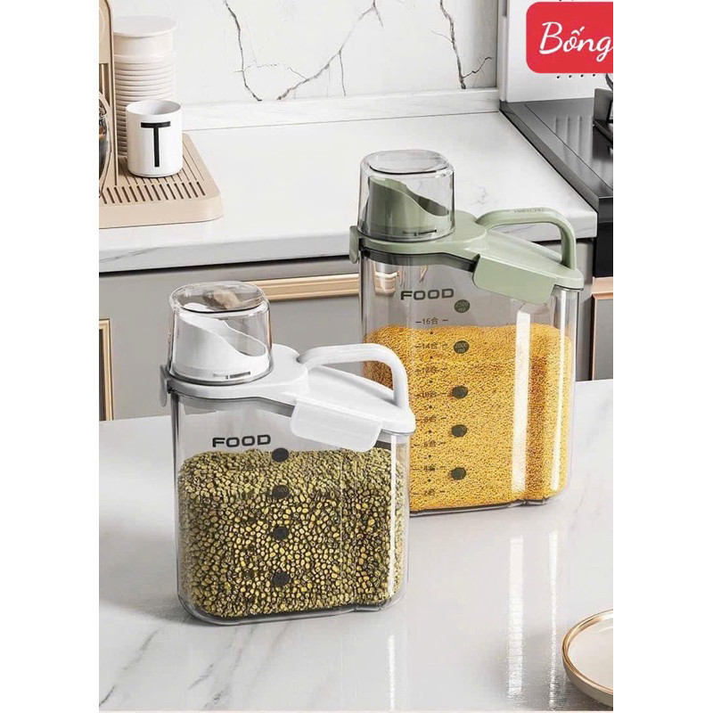 Hộp đựng hạt thức ăn chó mèo, Bình đựng bảo quản ngũ cốc các loại hạt có nắp kín chống ẩm an toàn tiện lợi cho nhà bếp
