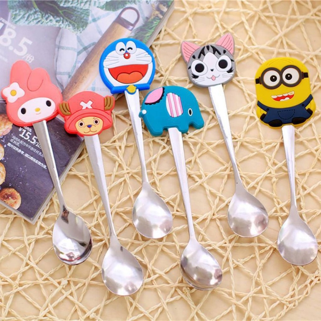 Muỗng cà phê đồ chơi nhân vật hoạt hình nhựa chất lượng cao (4 cái)