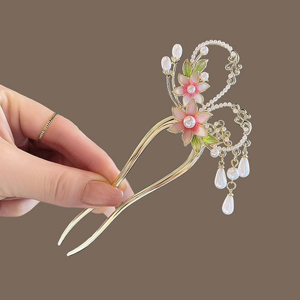 Kẹp tóc hình chữ U phong cách Trung Quốc với tua rua, phù hợp làm phụ kiện tóc cho các buổi tiệc ngày lễ