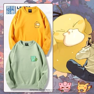 Cặp áo nỉ cổ tròn Pokémon dành cho nam sinh viên, thiết kế rộng tay dài