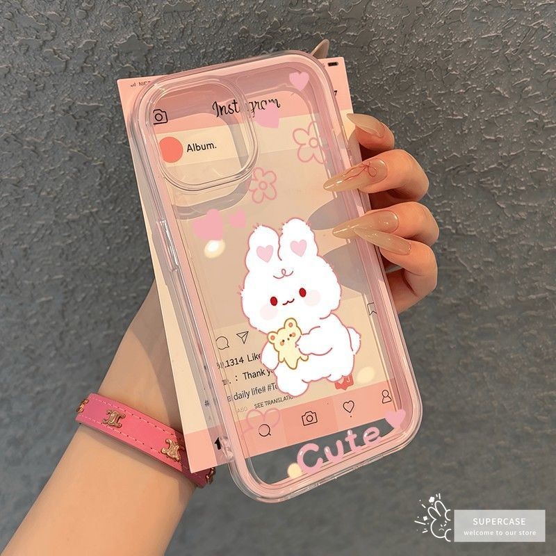 Ốp Điện Thoại Hình Thỏ Hoạt Hình Dễ Thương Cho OPPO Reno 14 13 11 10 9 8 Pro Plus 8T 8Z 8 Lite 5G 4G Cặp Đôi Sang Trọng Màu Kẹo Viền Vỏ Chống Rơi Mềm Trong Suốt