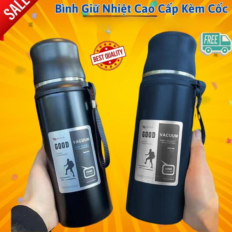 Bình Giữ Nhiệt Dáng Thể Thao Good 800 - 1000ml Từ Inox 304 An Toàn Cao Cấp – Có Nút Nhấn, Cốc Cao