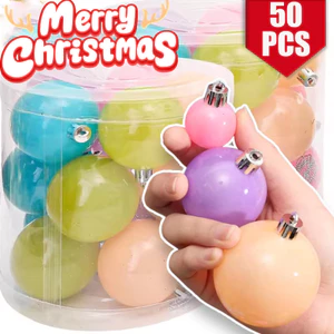 Bộ 50 Quả Bóng Giáng Sinh Bằng Nhựa Có Dây Chắc Chắn, Trang Trí Bề Mặt Phản Quang Màu Macaron, Bộ Đồ Trang Trí Nhẹ Nhiều Cảnh