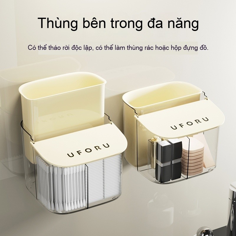 Hộp đựng bông tẩy trang đa chức năng chống bụi, có nắp ngăn thoáng khí có thể giữ tăm bông