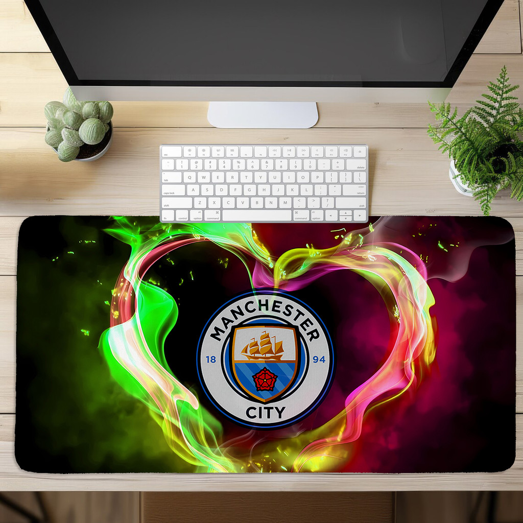 Tấm lót chuột Logo Manchester City FC In nghệ thuật Bàn phím máy tính Bàn phím (60x30cm / 80x40cm)