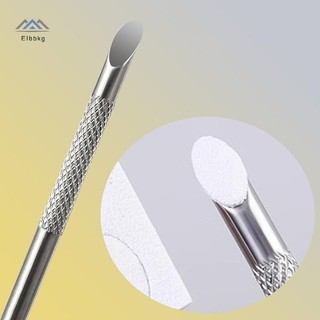 ELBBKG Dụng cụ tẩy tế bào chết bằng thép không gỉ hai đầu Dụng cụ tẩy tế bào chết Dụng cụ làm sạch da chết Xẻng hình tròn vát Bút làm móng tay mới