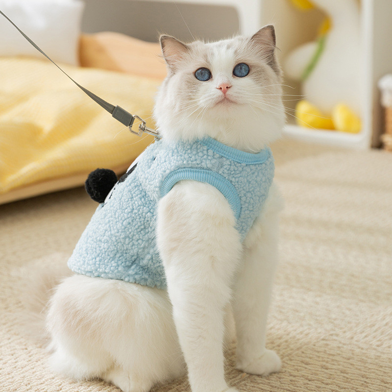 【Ready Stock】 Cat Clothes Autumn and Winter Cute Small Animal Warm Fluffy Jacket Small Dog Kittens Dog Two Feet Apparel Pet Cat Clothing Ugr5