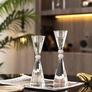 Bộ trang trí nến thủy tinh pha lê Ánh sáng lớn Trang trí sang trọng Giá đỡ sáp trong suốt Tiệc cưới Phòng khách Phong cách Châu Âu Nội thất gia đình 3HBH