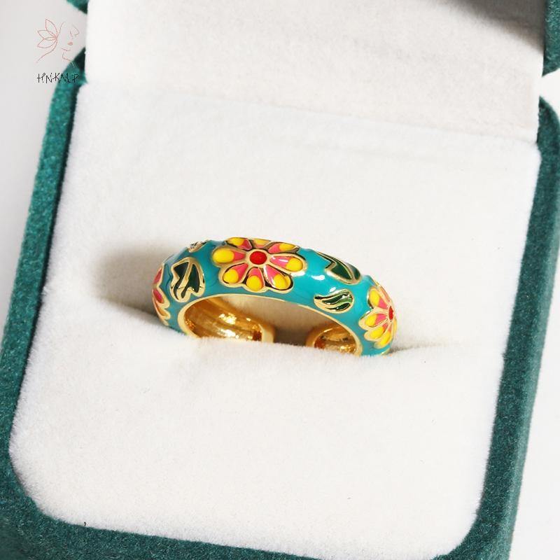 Nhẫn hình học vintage đa màu sắc, phù hợp làm món quà trang sức cho lễ cưới và đính hôn.