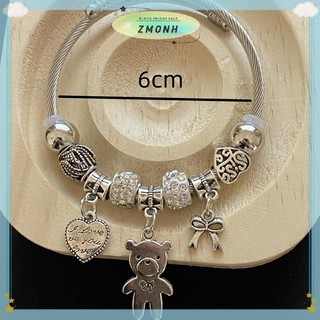 ZMONH Cổ Đính Hạt Charm Vòng Tay Gấu Mặt Dây Chuyền Trái Tim Tình Yêu Có Thể Điều Chỉnh Vòng Tay Lắc Tay Nữ DIY Trang Sức Quà Tặng