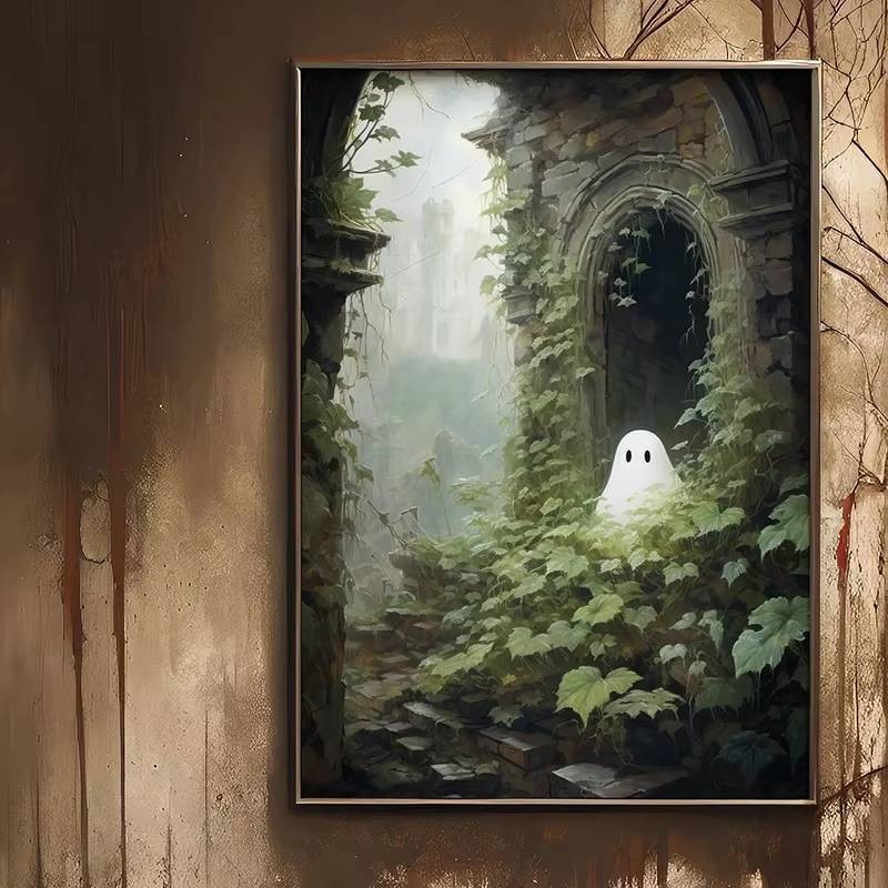 Halloween Ma Poster Dễ Thương Ma Rừng Vải In Poster Nghệ Thuật Treo Tường Lễ Hội Trang Trí Tranh Cho Gia Đình Trang Trí Phòng Khách