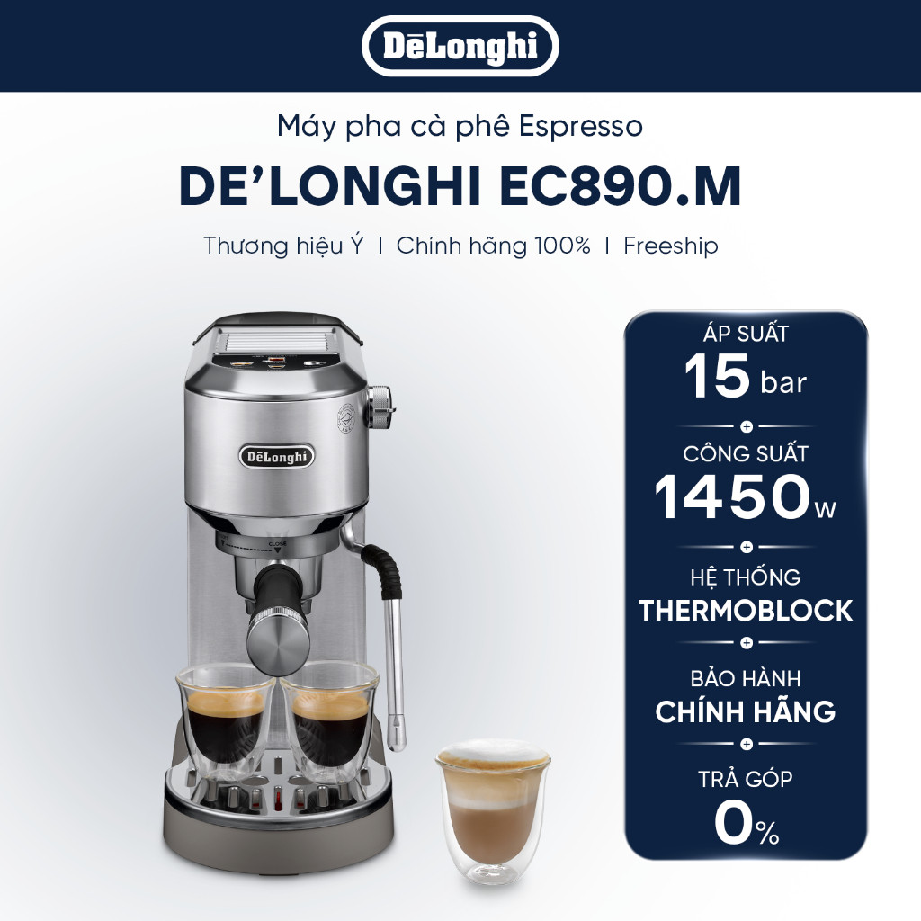 Máy pha cà phê Espresso DeLonghi Dedica Duo EC890 (M/GR/WI) - Bảo hành chính hãng 12 tháng