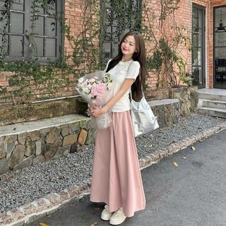 SET Áo Váy Bigsize Nữ Áo Babytee Ôm Body Kèm Chân Váy Dài Form Rộng Nữ Tính SET842