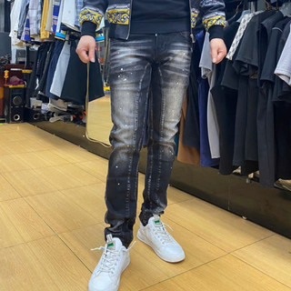 Quần Jean Nam DSQ Slimfit Đen Xám Wash Rách Tua Sợi Lót Vải Cao Cấp Boy Phố