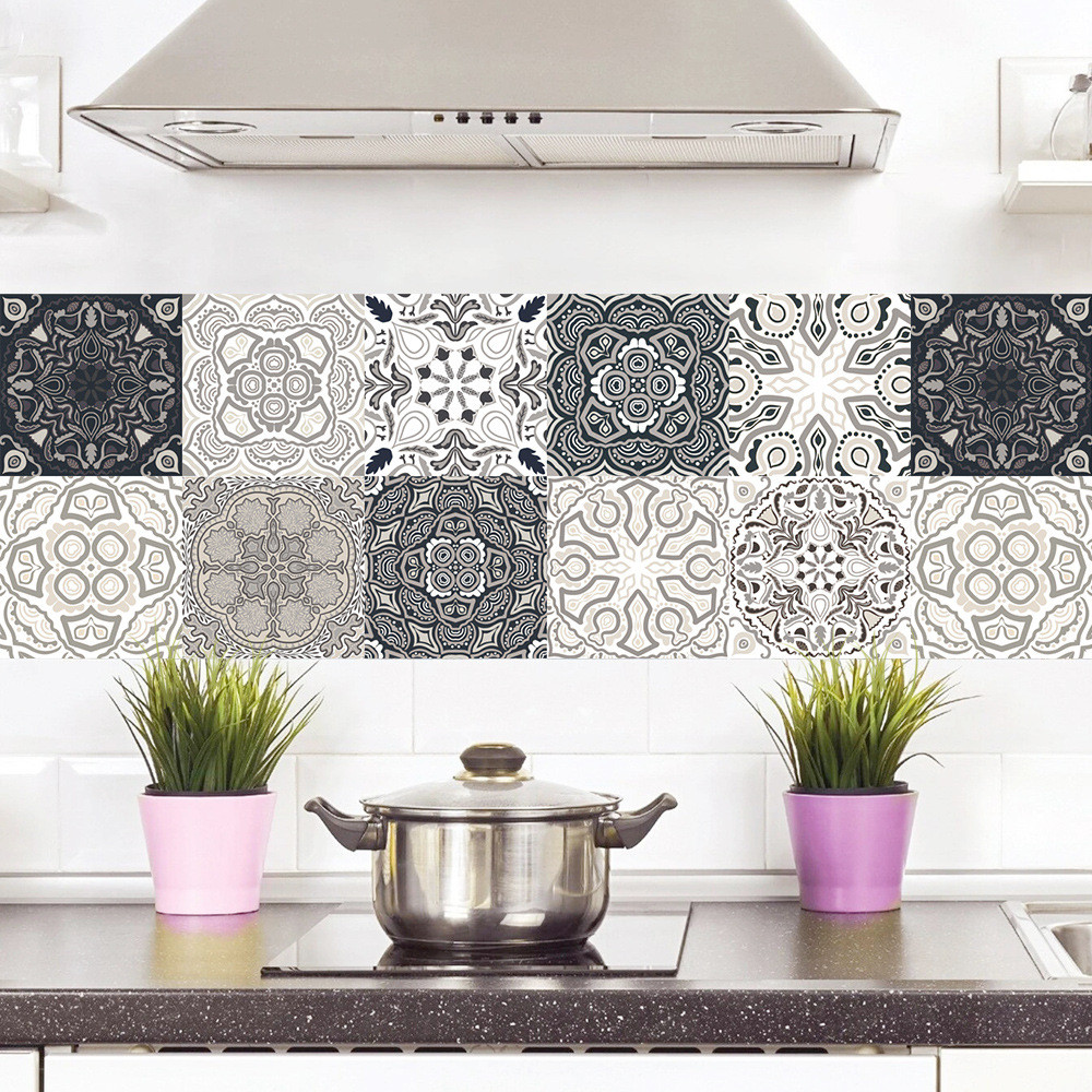 Phong Cách Retro Họa Tiết Ngói Xám Mờ Sàn Dán Nhà Bếp Ngói Dán Máy Tính Để Bàn Tân Trang Chống Thấm Nước Dán Tường