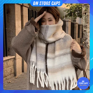 Khăn Quàng Cổ nữ - Khăn Choàng Cổ Dạ Len Trắng Nâu Ấm Áp Phong Cách trẻ trung - MD253