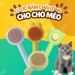 Lược chải lông mèo hình TAI MÈO có nút bấm