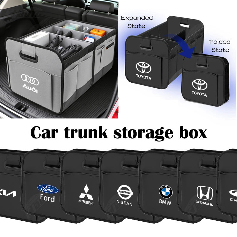 Hộp Bảo Quản Thân Xe Ô Tô Da Dung Tích Lớn Thùng Rác Có Thể Gập Lại Di Động Tổ Chức Cho Xe Toyota Mitsubishi Honda Kia Kn Nissan Ford Hyundai Bmw Suzuki Vinfast Perodua Benz Chevrolet