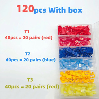 AIMVUKES  Hộp 120 Kẹp Nối Dây Điện Đầu Cuối Dạng Chữ T Cách Nhiệt Nhanh Chóng Không Lột