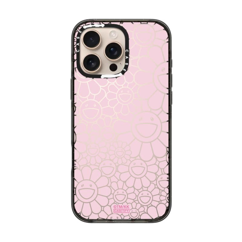 TAKASHI MURAKAMI x CASECASE: FLOWERS BLOOM MULTI-FLOWERS (HỒNG) Vỏ tác động hút từ tính cứng trong suốt cho Apple IPhone 12 13 14 15 16 17 Pro Max Air Plus có hộp