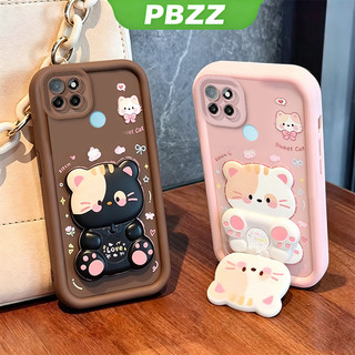 Ốp Lưng Cho Realme C21Y C25Y C21 Vỏ Điện Thoại Vỏ Mềm Silicon Chống Sốc Thiết Kế Mới Thẩm Mỹ Có Giá Đỡ 360° Gương trang điểm mèo dễ thương cho bé gái JTXMMZJ