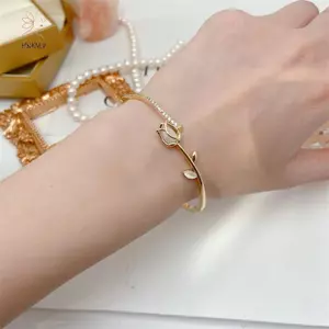HNKMP Vòng Tay Zircon Tulip Tinh Tế Cho Nữ Bé Gái Thời Trang Cá Tính Hàng Ngày Phụ Kiện Trang Sức Sinh Nhật Quà Tặng Kỷ Niệm.