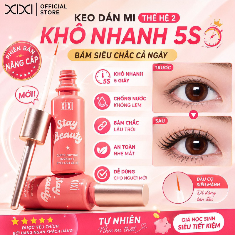 XIXI Keo Gắn Mi Giả Thế Hệ 3 GJ49 Dính Lâu, Không Lem, Khô Nhanh, Chống Nước, Tự Nhiên