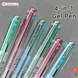 Bút Gel BEABOUT, Bút Nhiều Màu Khô Nhanh 4 Trong 1, Đa Chức Năng 0.5mm ST Đầu Bút Bi Kết Cấu Kim Loại Học Sinh